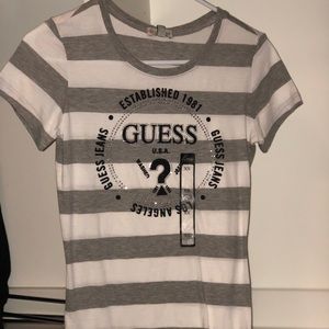 Guess Striped T Shirt Women’s XS W Rhinestones